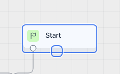 Annotated Start node on the workflow canvas with its output port visible