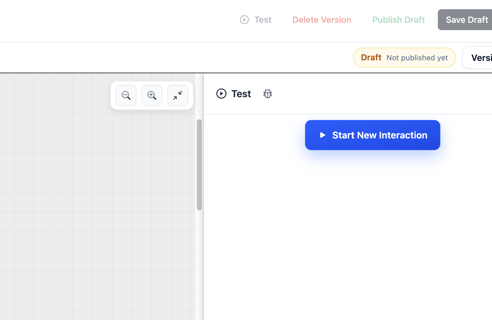 Workflow Builder showing the Test action in the header and the test panel open on the right